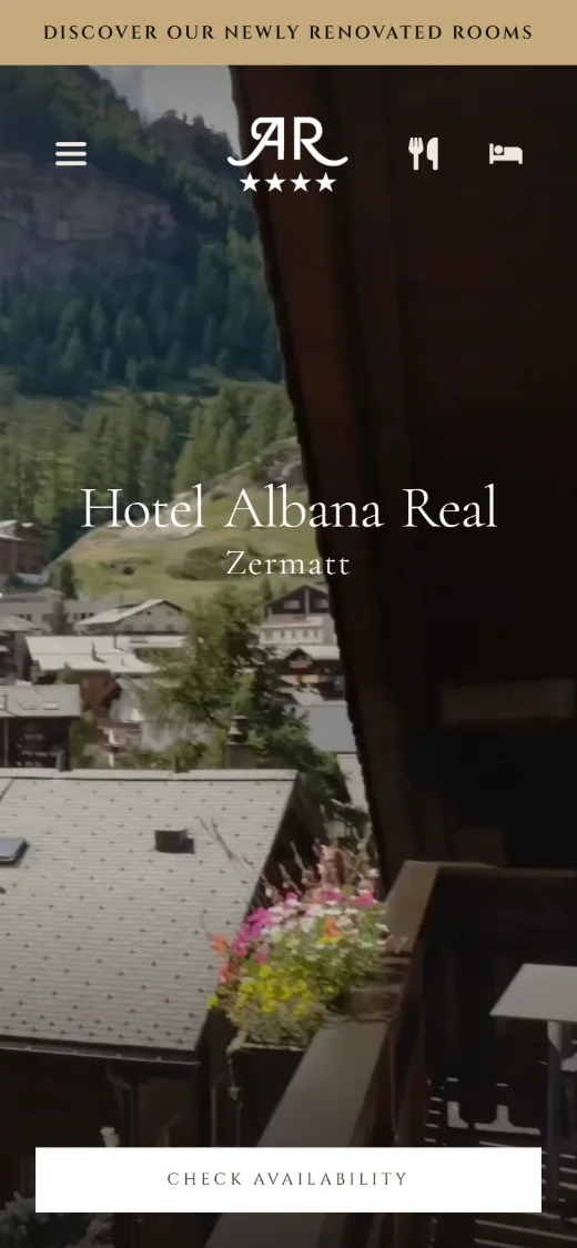 Portada del sitio de Hotel Albana Real en móvil.